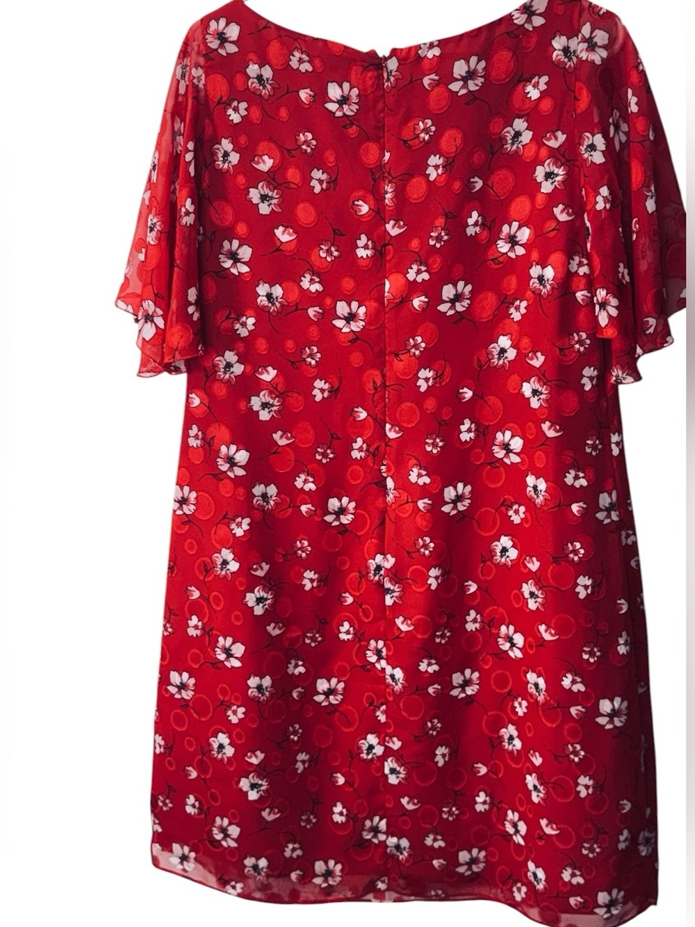 Karl Lagerfeld Paris Red Clip Dot Floral Print Dress Size 14 - Picture 6 of 9